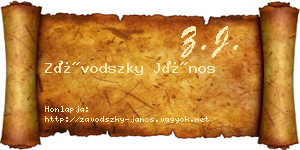 Závodszky János névjegykártya