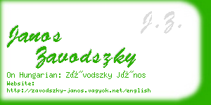 janos zavodszky business card